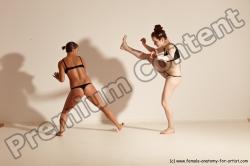 Underwear Martial art Woman - Woman White Moving poses Athletic medium brown Dynamic poses Academic